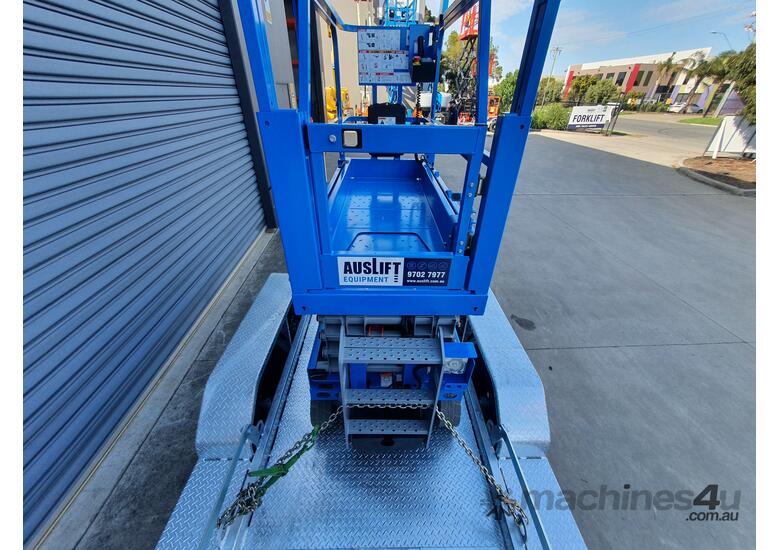 caption New Genie GS1932XH 19ft Scissor Lift on Bullant Trailer Package