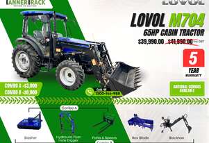 TANNERTRACK - LOVOL TB-3 65HP Cabin, Synchromesh Gearbox 4WD Tractor with 4in1 Loader