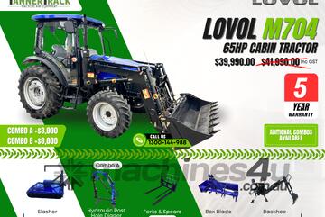 TANNERTRACK - LOVOL TB-3 65HP Cabin, Synchromesh Gearbox 4WD Tractor with 4in1 Loader