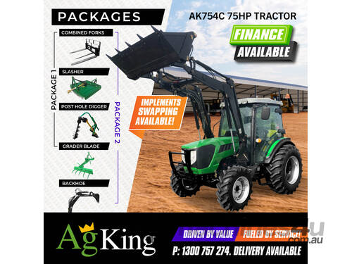 AgKing -75HP AK754C CabinTractor with FEL Package Deals