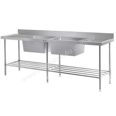SIMPLY STAINLESS 2400x700x900 DOUBLE SINK BENCH