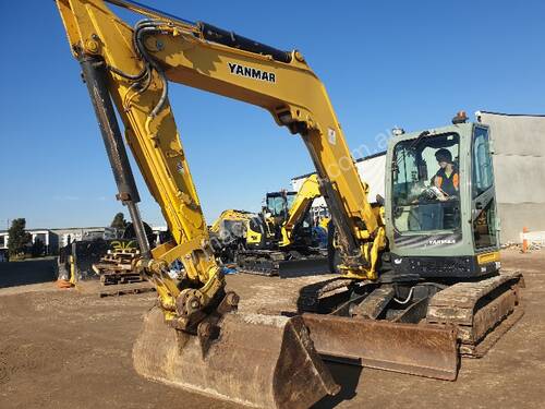 YANMAR VIO80 8T EXCAVATOR WITH STEEL TRACKS, HITCH BUCKETS AND 3500 HOURS