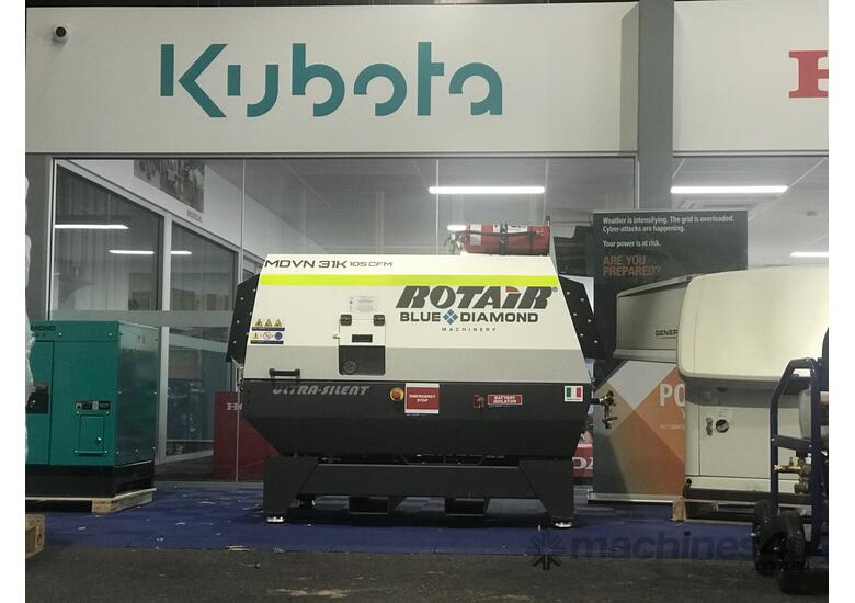 Portable Silent Box Compressor 23 HP 75CFM Rotair DS 22Y