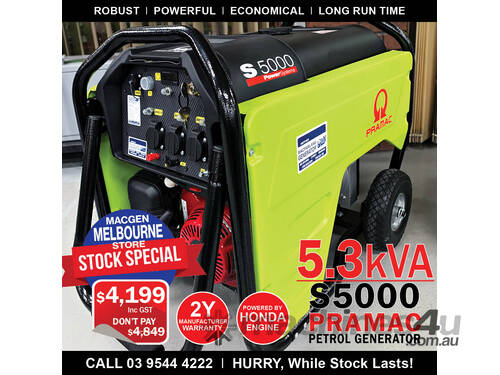 5.3kVA Pramac Petrol Generator - Melbourne Stock Special