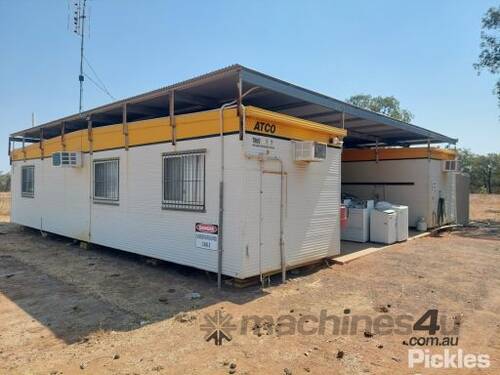 2x 40ft Atco Portable Buildings with Metal Patio Roof Over Entire Structure, 1x Unit Comprising 2x B